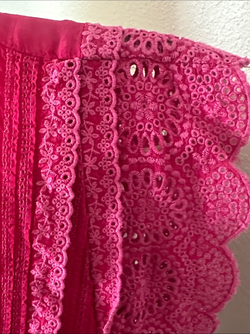 Johnny Was Fuchsia Eyelet Lace Button-Front Blouse - Picture 5 of 6